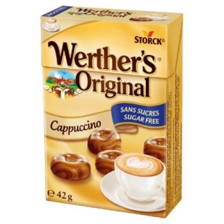 Werther's Original Cappuccino saldainiai be cukraus, be cukraus, yra saldiklio